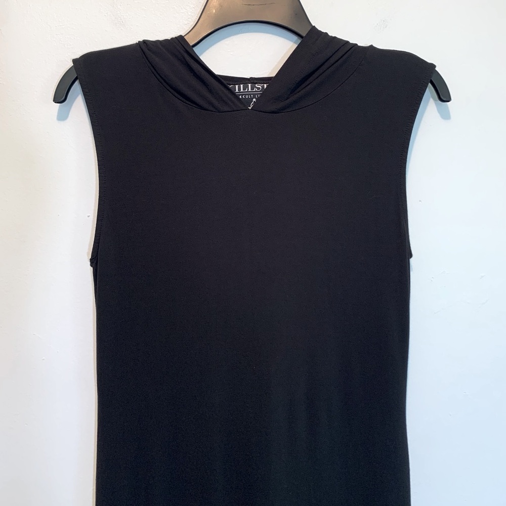 KillStar Hooded Sleeveless Black Mini Dress Tunic - Picture 2 of 8